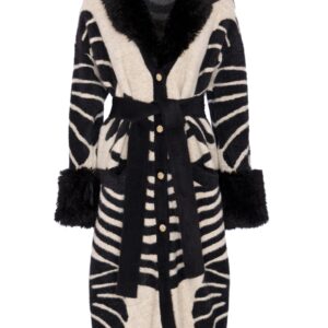 CAPPOTTO MAGLIA JACQUARD CON COLLO PELO