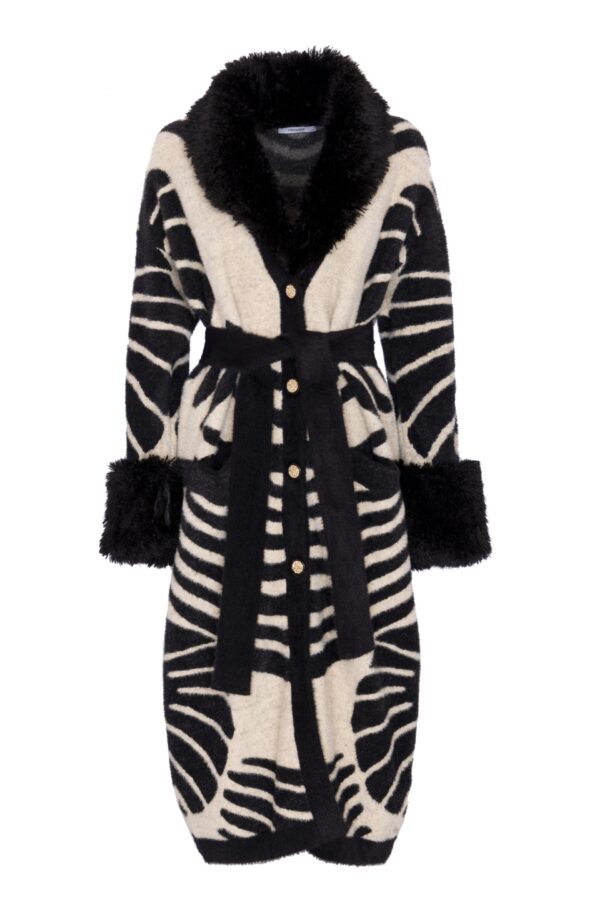 CAPPOTTO MAGLIA JACQUARD CON COLLO PELO