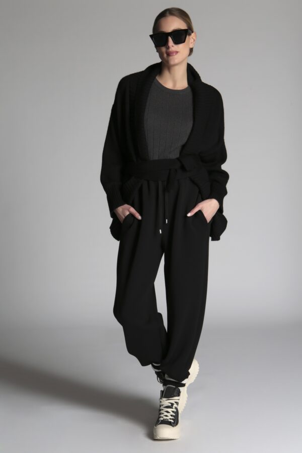CARDIGAN CON CINTURA + INSERTI ECOPELLE - immagine 4
