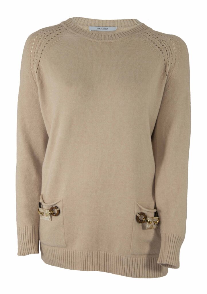 MAGLIA GIROCOLLO CON TASCHE E ACCESSORII