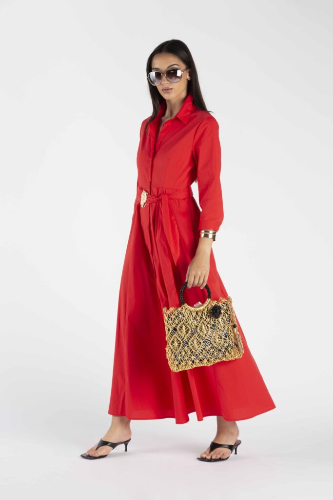 ABITO CHAMISIER CON CINTURA E ACCESSORIO